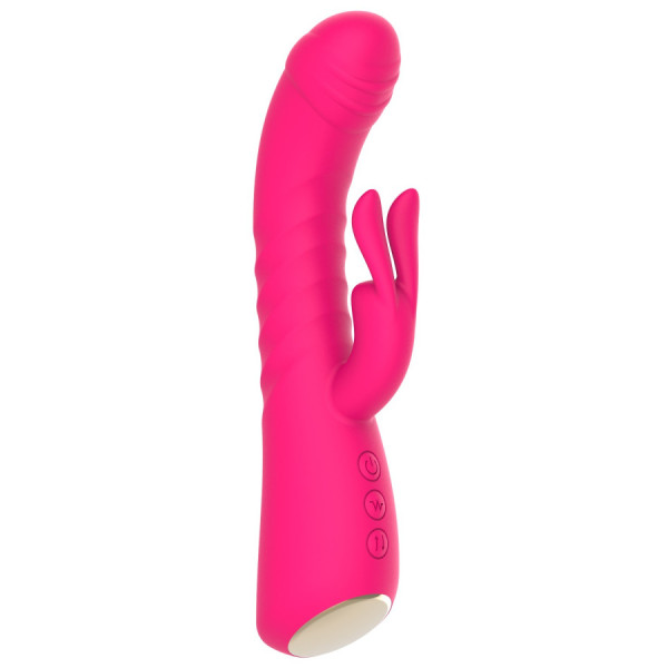 Vibromasseur rabbit rose chauffant avec fonction va-et-vient, USB 